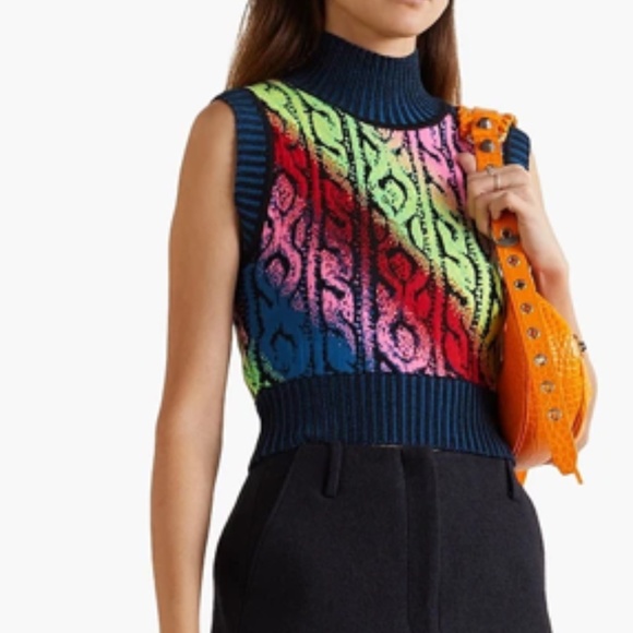 AGR Cropped jacquard-knit merino wool vest - Picture 3 of 9